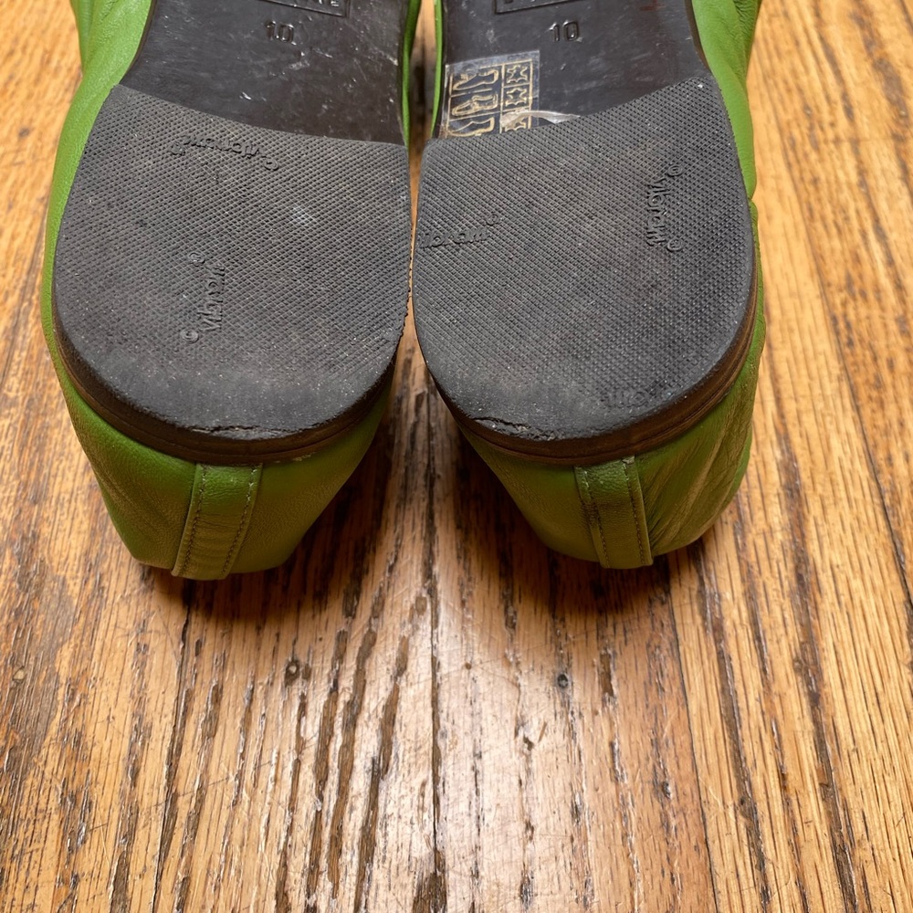 Fabulous Everlane Green Leather Scrunch Ballet Flats - Picture 10 of 12